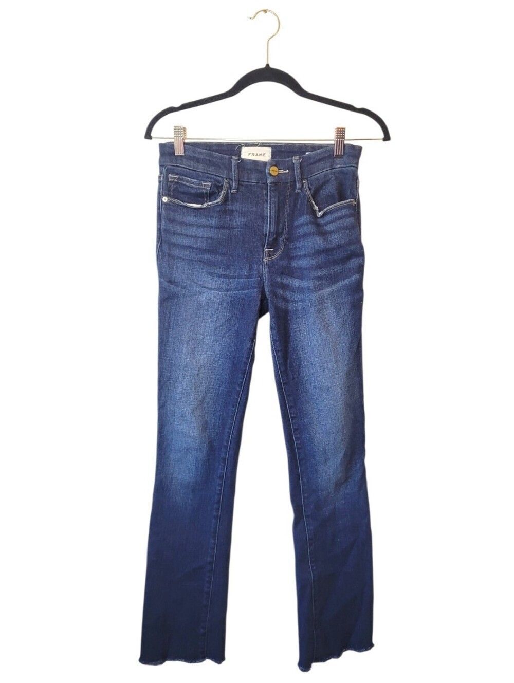 Frame Denim Le Mini Boot Straight-Leg Jeans in Dark Blue Wash Size 27